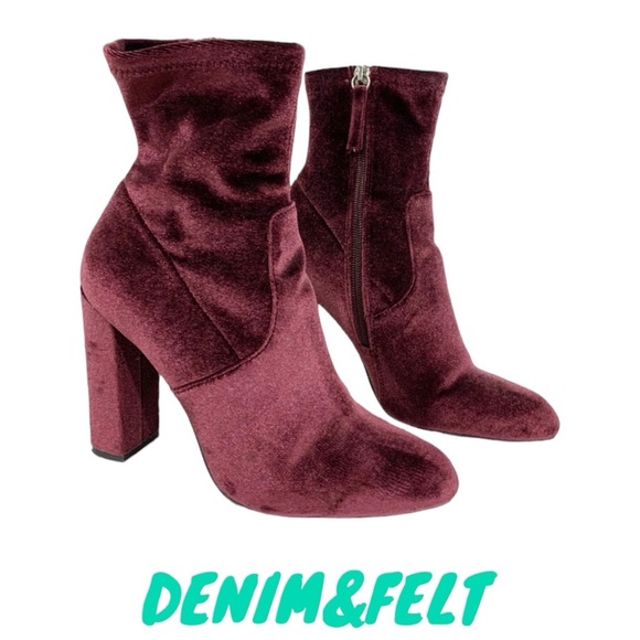 Steve Madden Edit Burgundy (Wine) Velvet High Heel Mid-Calf Boots | NEW!! ♥️🍷 - Picture 8 of 16